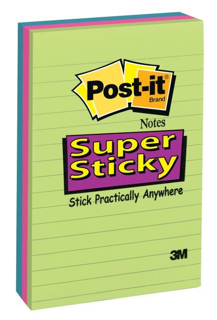 768448 Post-It 70-0714-9445-7 Post-it&#174; Super Sticky linjer 102x152mm(3 